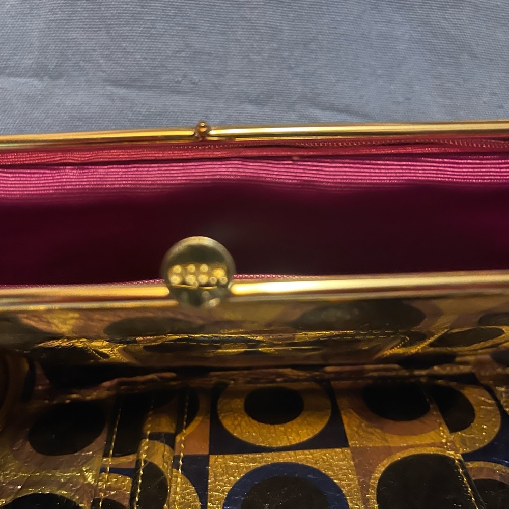 HOBO Gold and Black Circle Pattern Clutch - Picture 4 of 7